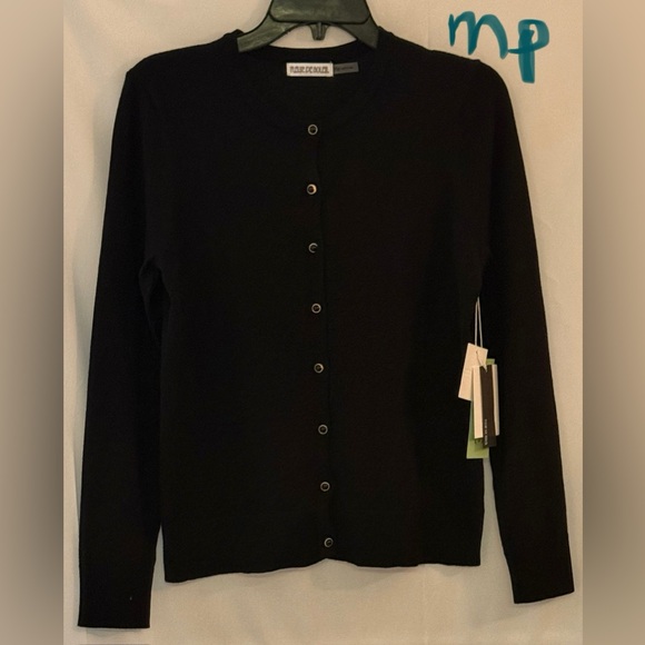 fleur de soleil Sweaters - Maje Elegant Black Button Cardigan